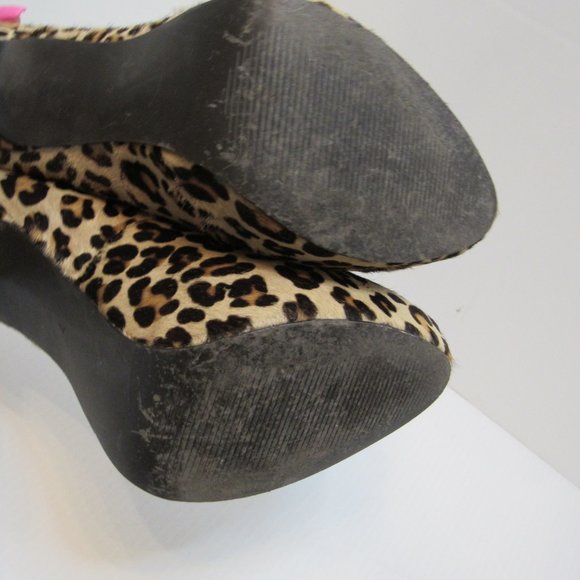 Kelsi Dagger Calf Hair Leopard Print Platform Stiletto Heels - Picture 7 of 10